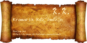 Kramarik Kálmán névjegykártya